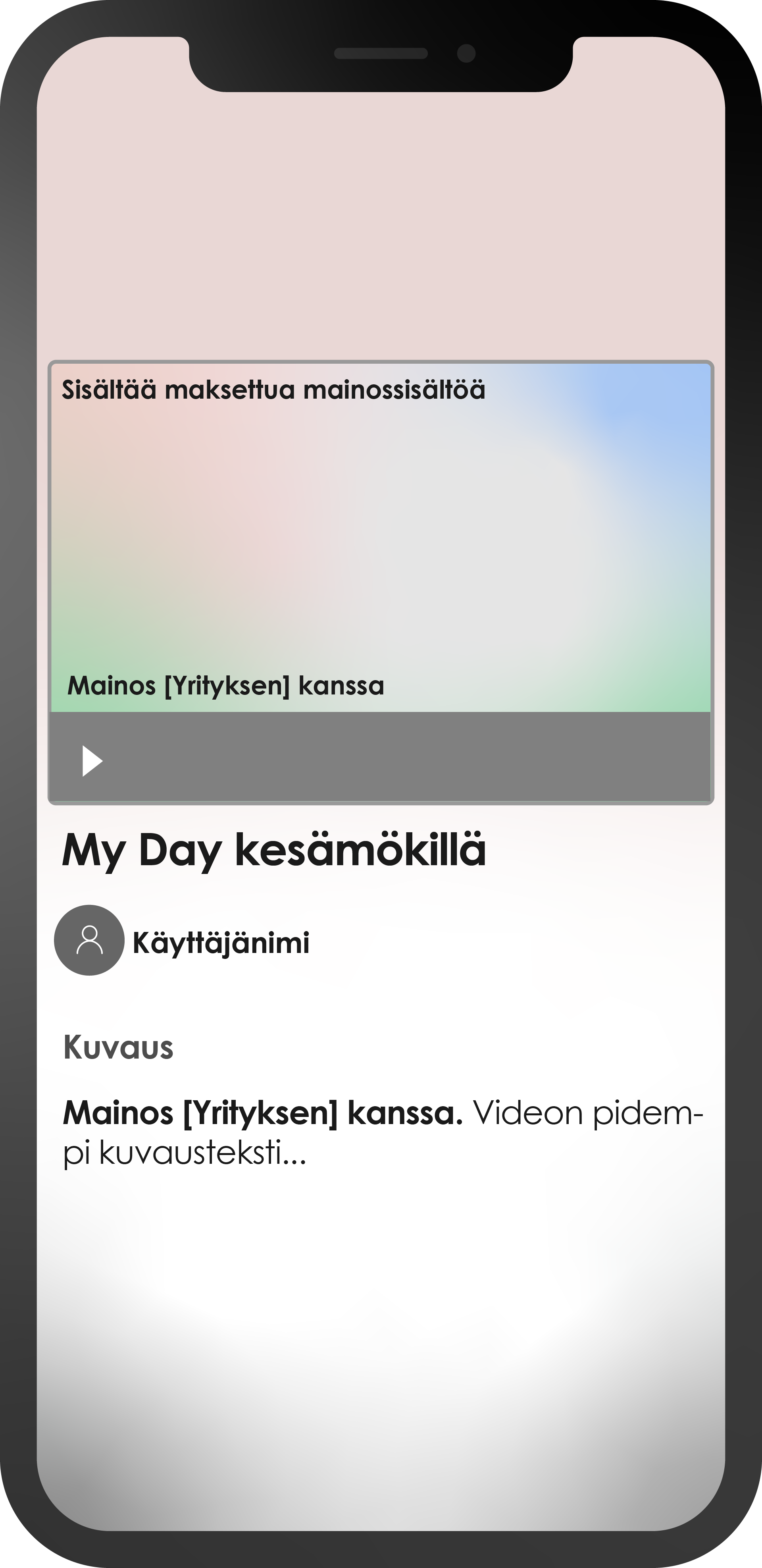 Esimerkkikuva Youtubesta, kun koko video on mainossisältöä