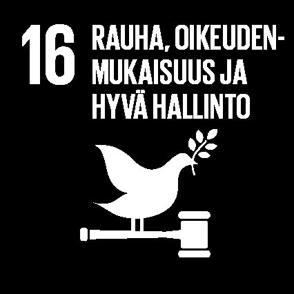 YK:n kestävän kehityksen tavoite 16: Rauha, oikeudenmukaisuus ja hyvä hallinto.